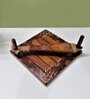 Brown  Handpainted  Wood  4 Pcs Tissue Holder with Toothpick organiser & Wooden Screw