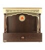 Brown  Indian Teak Wood Hand Crafted Mahirap Pillar Mandir With LED