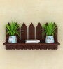 Brown Picket fence key holder with Shelve