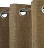 Brown Solid Jute 8 Ft Light Filtering Eyelet Door Curtains (Set of 2)