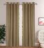 Brown Solid Jute 8 Ft Light Filtering Eyelet Door Curtains (Set of 2)