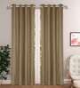 Brown Solid Jute 9 Ft Light Filtering Eyelet Door Curtains (Set of 2)
