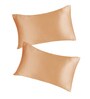Brown Solid 210TC Satin 17 x 27 Inches Pillow Covers (Set of 2)