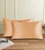 Brown Solid 210TC Satin 17 x 27 Inches Pillow Covers (Set of 2)