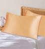 Brown Solid 210TC Satin 17 x 27 Inches Pillow Covers (Set of 2)