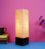 Traditional Brown Natural Fiber Shade Table Lamp With Wood Base
