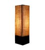 Traditional Brown Natural Fiber Shade Table Lamp With Wood Base