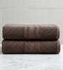 Brown Soft Cotton 500 GSM Solid Bath Towel Pack Of 2