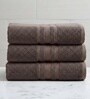 Brown Soft Cotton 500 GSM Solid Bath Towel Pack Of 3