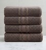 Brown Soft Cotton 500 GSM Solid Bath Towel Pack Of 4