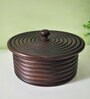Brown 1 Ltr Handpainted  Wood  Casserole