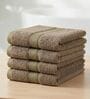 Brown 100% Cotton 600 Gsm Face Towel 4 Pc