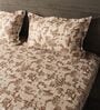 Brown 144TC Cotton Flat Super King Bedsheet with 2 Pillow Covers