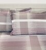 Brown 160 TC Stripe Print Cotton Single Bed Sheet with 1 Pillow Cover