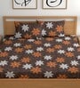 Brown 180 TC Floral Cotton Queen Double Bedsheet 2 Pillow covers
