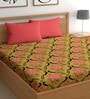 Brown 180 TC Floral Cotton Queen Double Bedsheet 2 Pillow covers