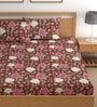 Brown 180 TC Floral Cotton Fitted Double Bedsheet 2 Pillow covers