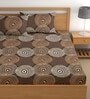 Brown 180 TC Floral Cotton Queen Double Bedsheet 2 Pillow covers