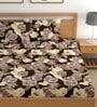Brown 180 TC Floral Cotton Fitted Double Bedsheet 2 Pillow covers