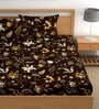 Brown 180 TC Floral Cotton Queen Double Bedsheet 2 Pillow covers