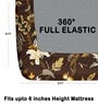 Brown 180 TC Floral Cotton Fitted Double Bedsheet 2 Pillow covers