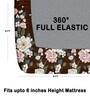 Brown 180 TC Floral Cotton Fitted Double Bedsheet 2 Pillow covers