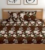 Brown 180 TC Floral Cotton Queen Double Bedsheet 2 Pillow covers
