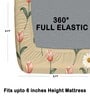 Brown 180 TC Floral Cotton Fitted Double Bedsheet 2 Pillow covers