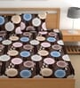 Brown 180 TC Geometric Cotton Queen Double Bedsheet 2 Pillow covers