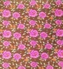 Brown 180 TC Floral Cotton Fitted Double Bedsheet 2 Pillow covers
