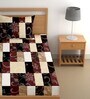 Brown 180 TC Geometric Cotton Single Bedsheet Pillow covers