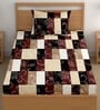Brown 180 TC Geometric Cotton Single Bedsheet Pillow covers