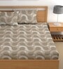 Brown 200 TC Abstract Cotton Queen Double Bedsheet 2 Pillow covers