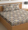 Brown 200 TC Abstract Cotton Queen Double Bedsheet 2 Pillow covers