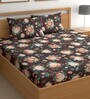 Brown 200 TC Floral Cotton Queen Double Bedsheet 2 Pillow covers