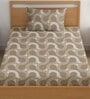 Brown 200 TC Abstract Cotton Single Bedsheet Pillow covers