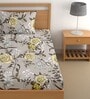 Brown 200 TC Floral Cotton Single Bedsheet Pillow covers
