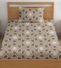 Brown 200 TC Abstract Cotton Single Bedsheet Pillow covers