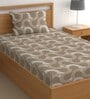 Brown 200 TC Abstract Cotton Single Bedsheet Pillow covers