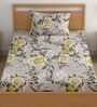 Brown 200 TC Floral Cotton Single Bedsheet Pillow covers