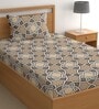 Brown 200 TC Abstract Cotton Single Bedsheet Pillow covers