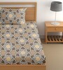 Brown 200 TC Abstract Cotton Single Bedsheet Pillow covers