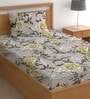 Brown 200 TC Floral Cotton Single Bedsheet Pillow covers