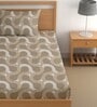 Brown 200 TC Abstract Cotton Single Bedsheet Pillow covers