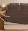 Brown 280 TC Glace Cotton Fitted Bedsheet With Embossed Leaf Pattern