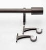 Brown 36 Inch expandable to 66 Inch Iron Curtain Rod with Bracket