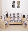 Brown 5 Seater Floral 10Pcs Sofa Covers