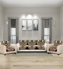 Brown 5 Seater Checkered 10Pcs Sofa Covers