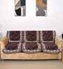 Brown 5 Seater Floral 10Pcs Sofa Covers