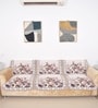 Brown 5 Seater Floral 10Pcs Sofa Covers